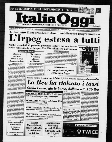 Italia oggi : quotidiano di economia finanza e politica